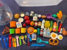 Pretend Huge Food Kitchen Toy Tea Play Lot Pitcher Sticky Fruits Plastic Forks