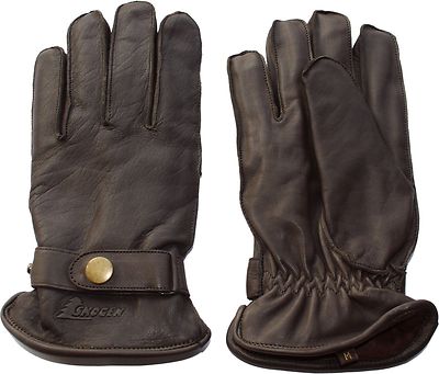 Lederhandschuhe Handschuhe Leder braunoliv Lederbandschließe Skogen