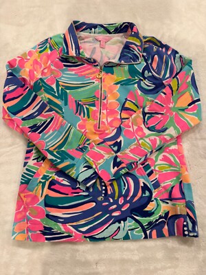 Lily Pulitzer exotic garden print skipper  popover 1/4 zip jacket