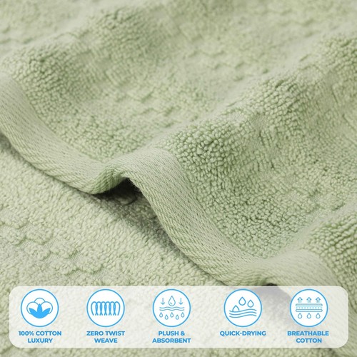 Zuma Zero Twist Cotton Waffle Weave Solid Striped Textured Hand Towels, Set of 6 - Picture 6 of 48