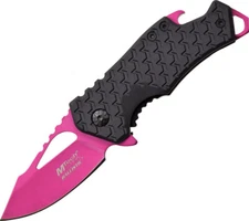 MTech Framelock A/O Black GFN Folding 440 Stainless Pink Pocket Knife 
