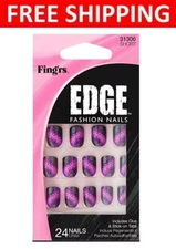 FING'RS EDGE Fashion Nails Includes Glue & Stick-On Manicure 24 Nails #31306