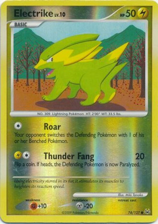 Pokemon - Electrike - 74/127 - Common - Reverse Holo - Platinum - NM