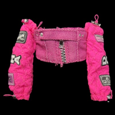 Shadow Rainbow High Pinkie James Doll Outfit Hot Pink Long Sleeve Crop Top