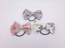 Set of 3 Handmade Fabric Bow / Ribbon Hair Tie