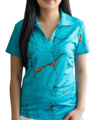Yatta Golf women's golf polo shirt in Marble Waves