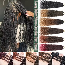 X-THICK Box Braids Pre Looped Bohemian Crochet Gypsy Twist Braids Curly Ends USA