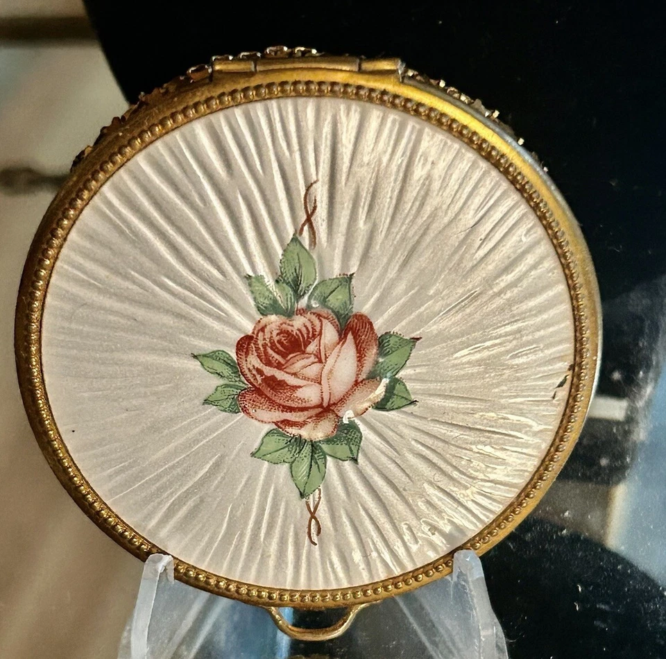 古董 Evens Guilloche 玫瑰网眼小巧钱包配件盒小饰品钱包 Vt — 第 4/4 张图片