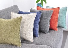 Textured Chenille Throw Pillow Covers With Decorative Stitched Edge Soft Cozy