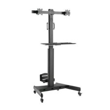 Techly Trolley da Pavimento con Mensola e Porta CPU per 2 TV LCD/LED/Plasma 13-3