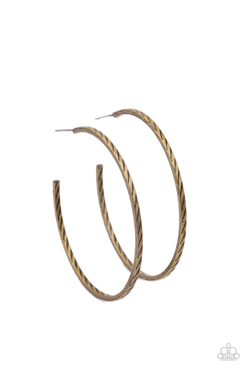 NEW PAPARAZZI RURAL RESERVE BRASS HOOP EARRINGS