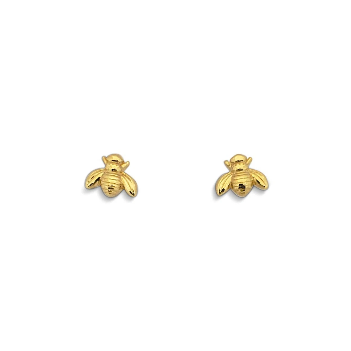 Solid 18K Yellow Gold Bee Earrings Honey Bee Small 7mm Dainty Bumble Bee Stud