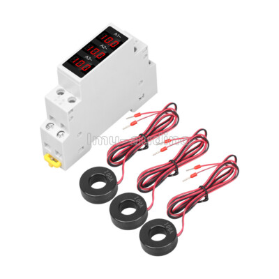 AC 80-500V 1-100A DIN-Rail Three-Phase AC Ammeter Digital Display Current Meter