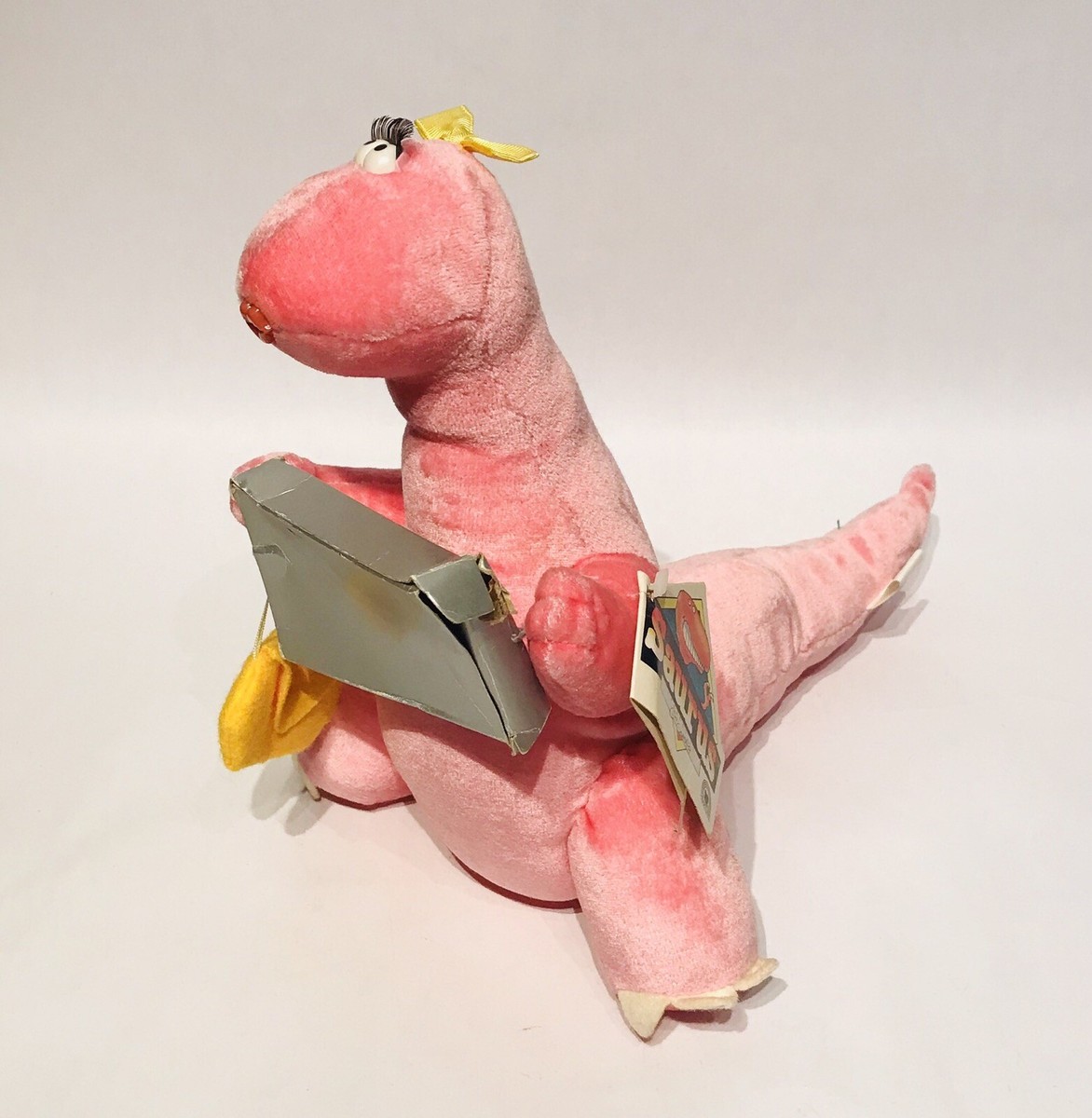 Vintage 80s Plush Pink Dinosaur Shopasaurus Dinosaur Doll with