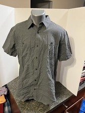 Grizzly Mountain Men  s SS Button Down Shirt Gray Soft Cotton Large