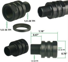 Black Color Adapter Convert 1/2x36 TPI Thread to 1/2x28 TPI Thread Converter