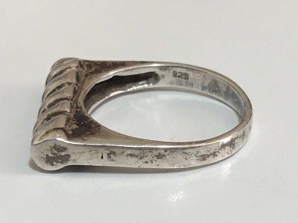 925 Solid Sterling Silver Unique Twisted Bar Ring… - image 8