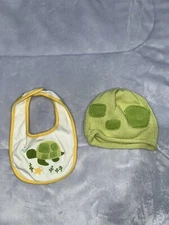 Gymboree Vintage Turtle Hat And Bib 6-12 Months Bloop