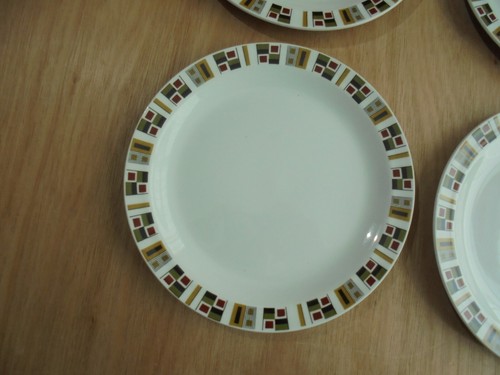 6 x Vintage Alfred Meakin Glo-White Random pattern side plates 18 cms dia - Picture 7 of 18