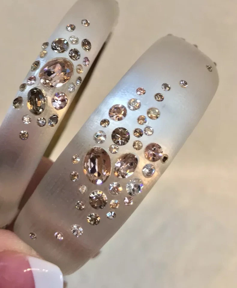 Brazalete ALEXIS BITTAR PLATA BLANCA Cristal - Piedras ROSAS SOLO UNA PULSERA