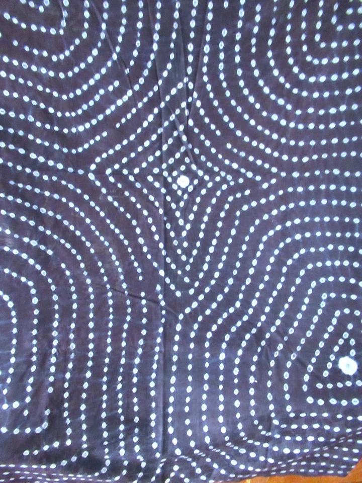Tissus ethnique en coton bleu marine et bleu ciel - 150 cm x 135 cm - Photo 3/4