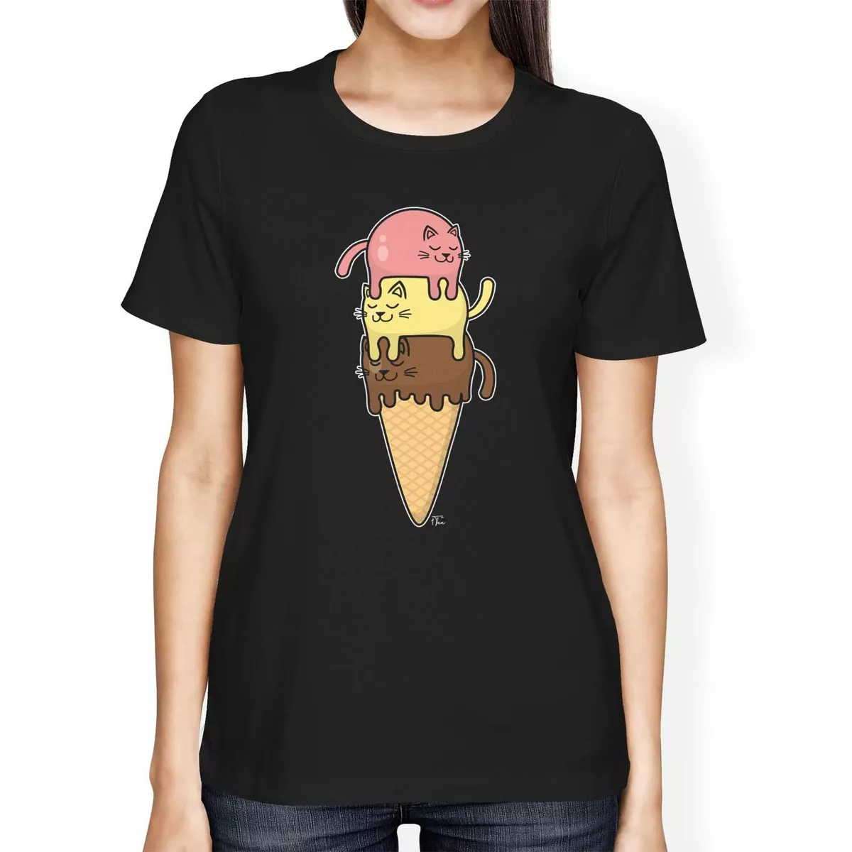 Cat ice top cream shirt