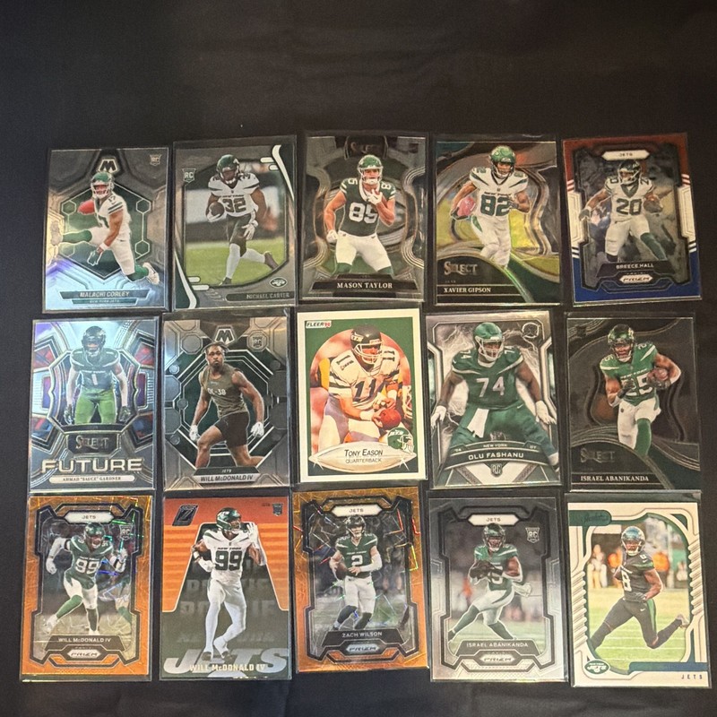 30-card New York Jets lot Prizm/Select/Mosaic rookies/parallels