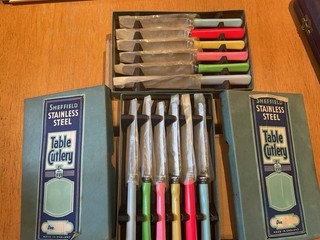 Two Sets Vintage Table Cutlery . Sheffield Stainless Steel 1963 Unopened BNIB