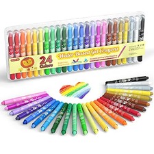 Shuttle Art Gel Crayons for Toddlers, 24 Colours Twistable Crayons Set for Kids