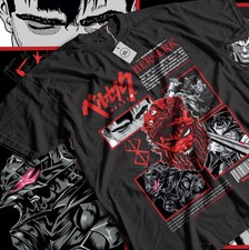 Image of Anime Berserk Guts Black Sword Man Graphics Black T-Shirt All Size