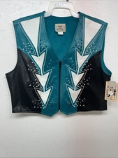 New Women  s 1849 Authentic Ranchwear Blue White Black Show Vest 3XL WW-36