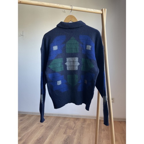 Gianni Versace Vintage 80's Geometrical Collared Sweater Size EUR 46 - Picture 2 of 10