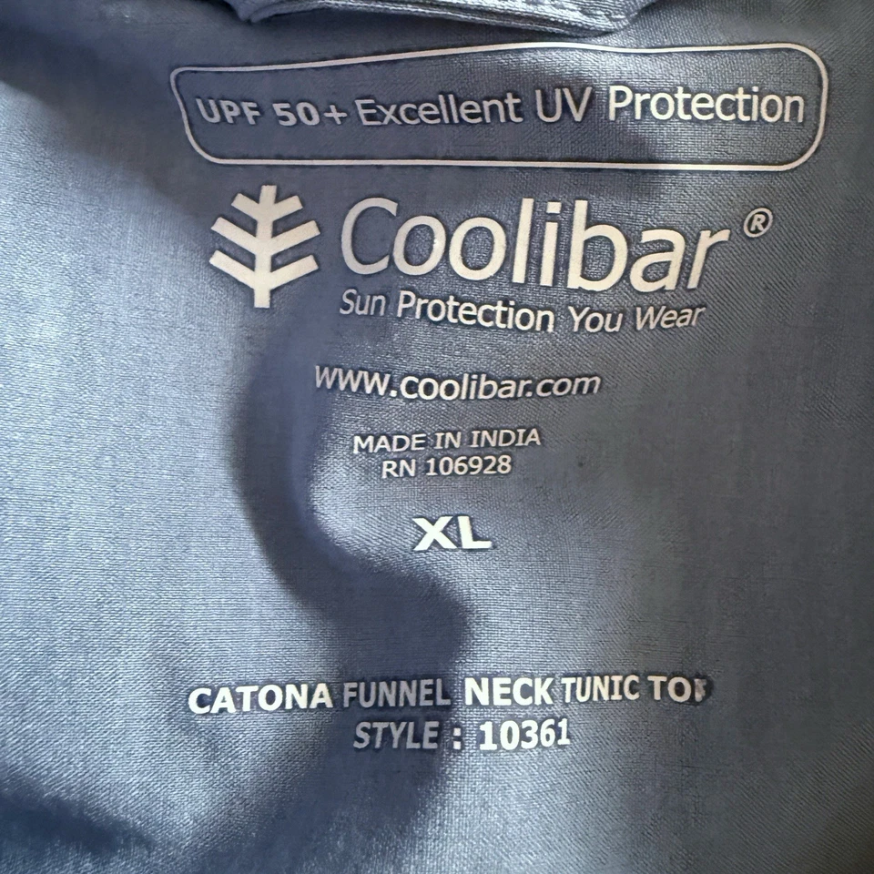 Top túnica Coolibar para mujer con protección UV Catona cuello embudo talla XL azul aciano Foto 2 de 4