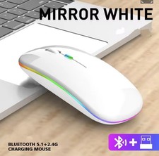 RGB LED Backlit Wireless Bluetooth USB Mouse For Computer/Laptop White LED-New