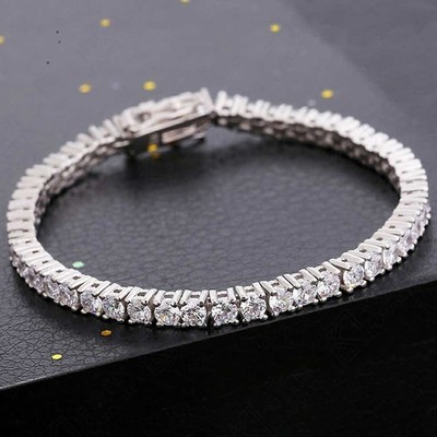 3ct Tennis Armband Weißgold Diamant Testpass Lab-Created VVS1/D LED Box 20cm