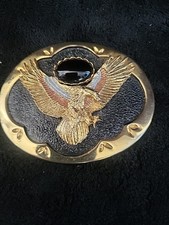 Western Cowboy Bright Gold/silver American Eagle Belt Buckle fits 1-1/2" Belt 