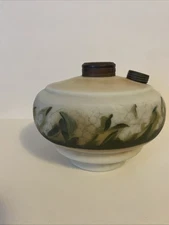 Frosted Glass Hand-Painted Floral Oil Lamp With Metal Caps