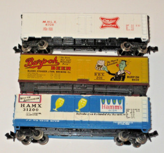 Bachmann & Con Cor N Scale Lot of 3 Beer Themed 40' Box Cars Miller Hamm's