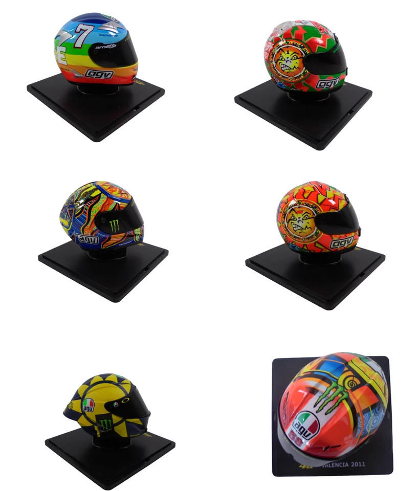 Lot de 6 Casques de Moto GP Valentino Rossi échelle 1/5 Altaya - Yamaha Aprilia - Photo 3/4