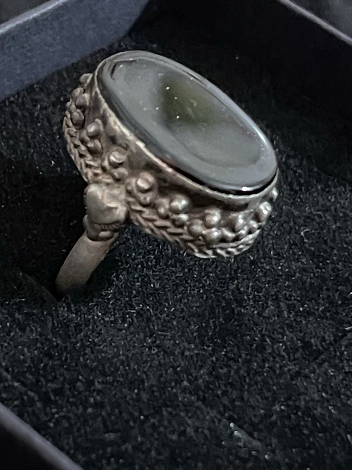 Anello in Argento anni 40 con Onice Nero - Immagine 2 di 4