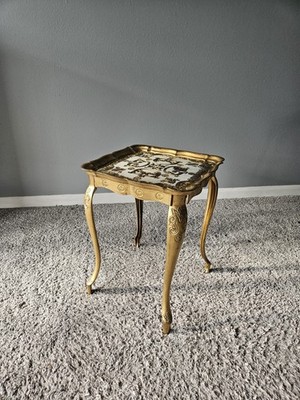 Florentine Nesting Side Table Gold Plastic MCM Hollywood Regency Vintage Italy
