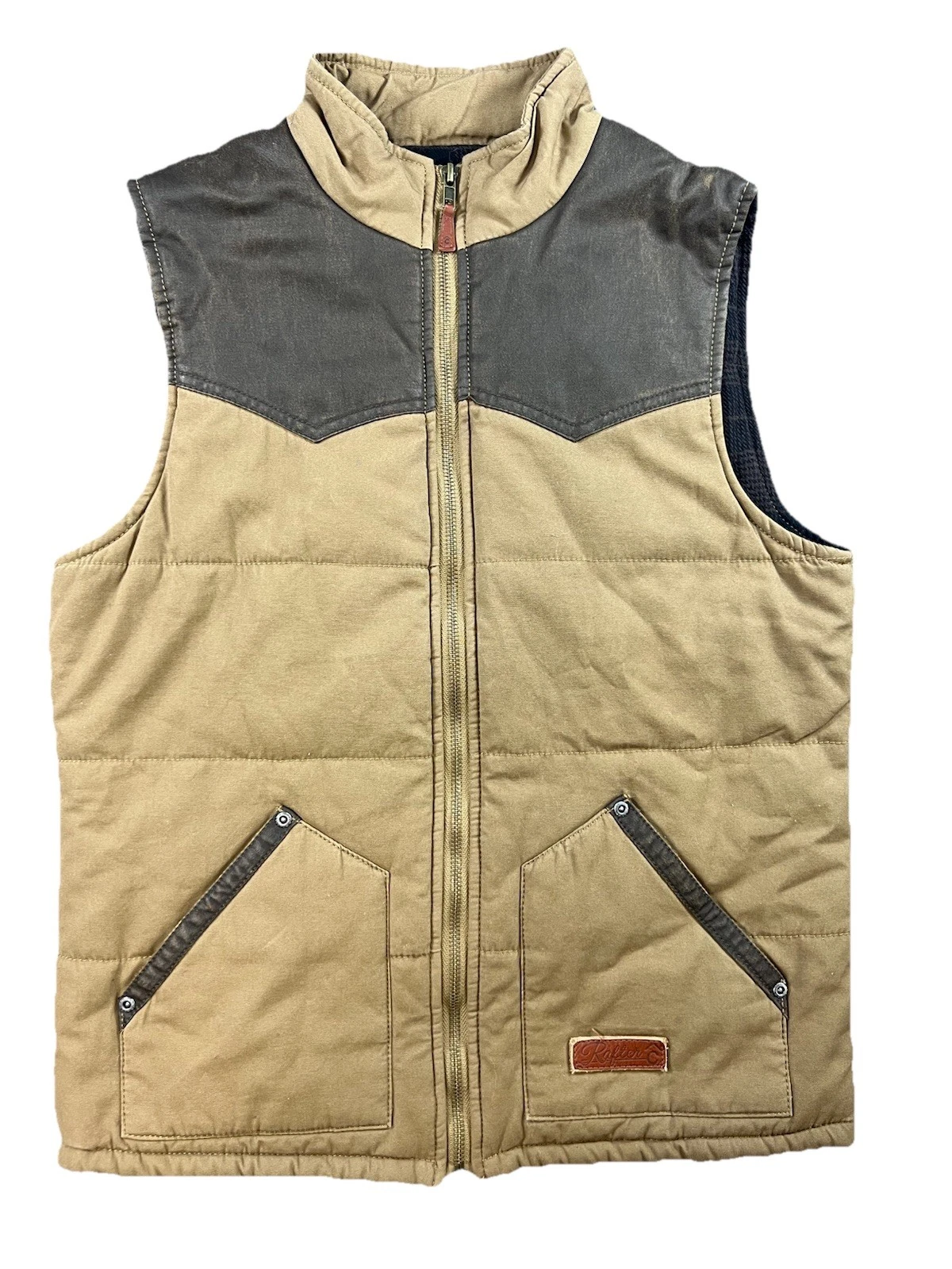 Rafter C Cowboy Collection Insulated Work Vest Mens Large Brown Plaid Lined