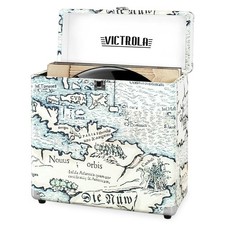 Victrola Collector - Vinyl Record Storage Case, Holds 30 - Retro Map VSC-20-P4