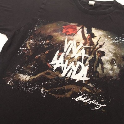 Rare Reprint Coldplay Viva La Vida Black Short Sleeve T shirt vtg NH22126