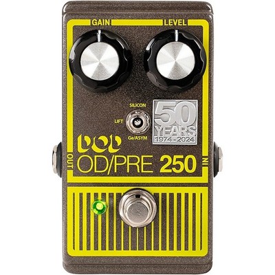 DOD 250 50th Anniversary Edition Overdrive Preamp Effects Pedal GrayYellow