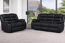 Roma Leather Recliner Sofa with Cupholders - 3+2 Seater Sofa