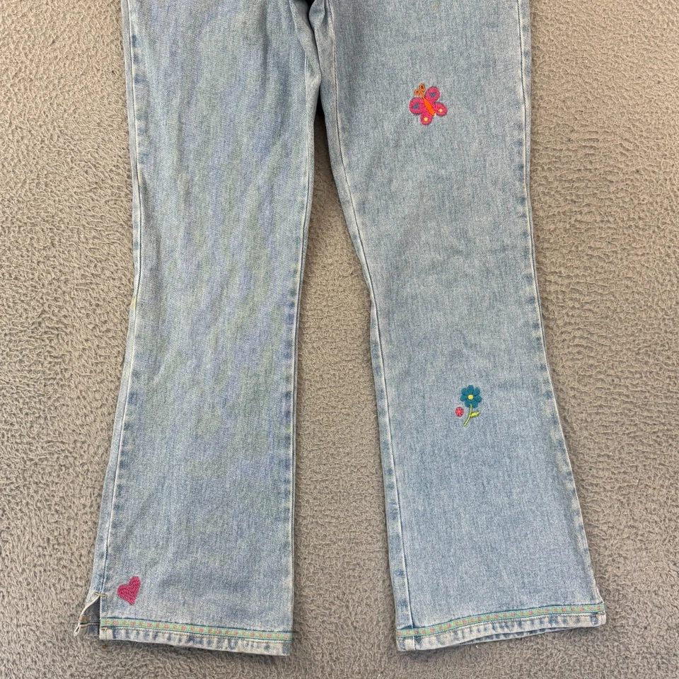 Jeans Vintage Limited Too Juniors 7 Denim Ligero Bordado Flores Acampanadas Y2K Foto 3 de 4