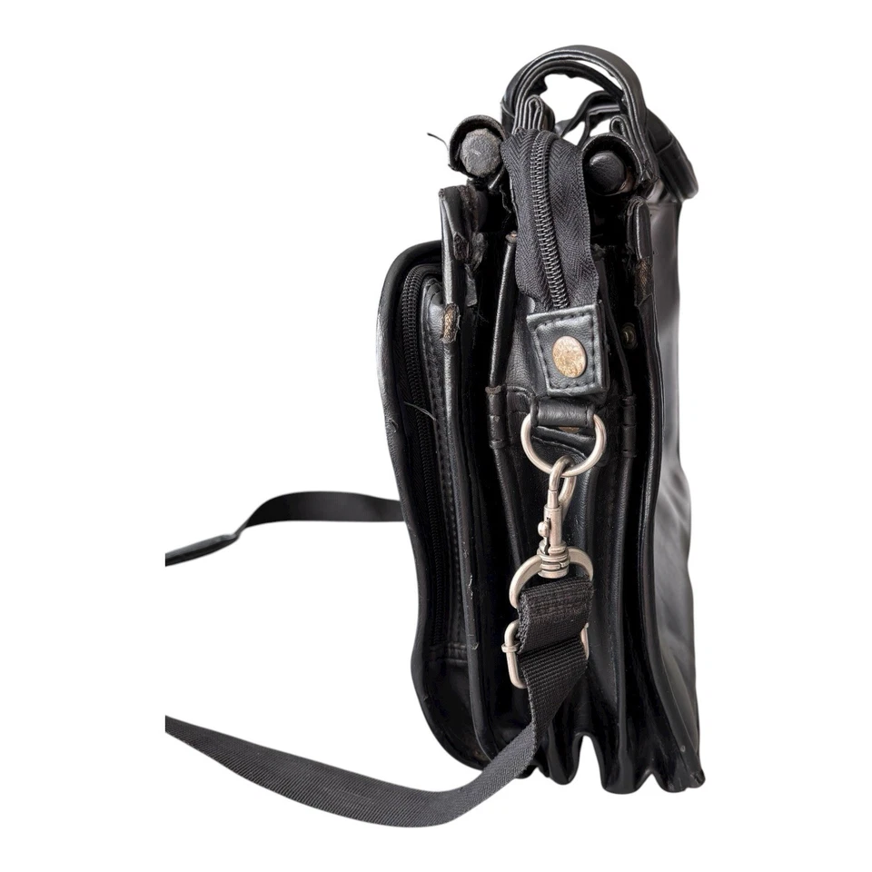 Solo Black Faux Leather Expandable Laptop Briefcase Messenger Bag 17” - Image 3 of 4