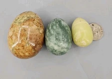Lot Of 3 Egg Shaped Stones 2.5 " 2"  1.5" See Pictures for Details