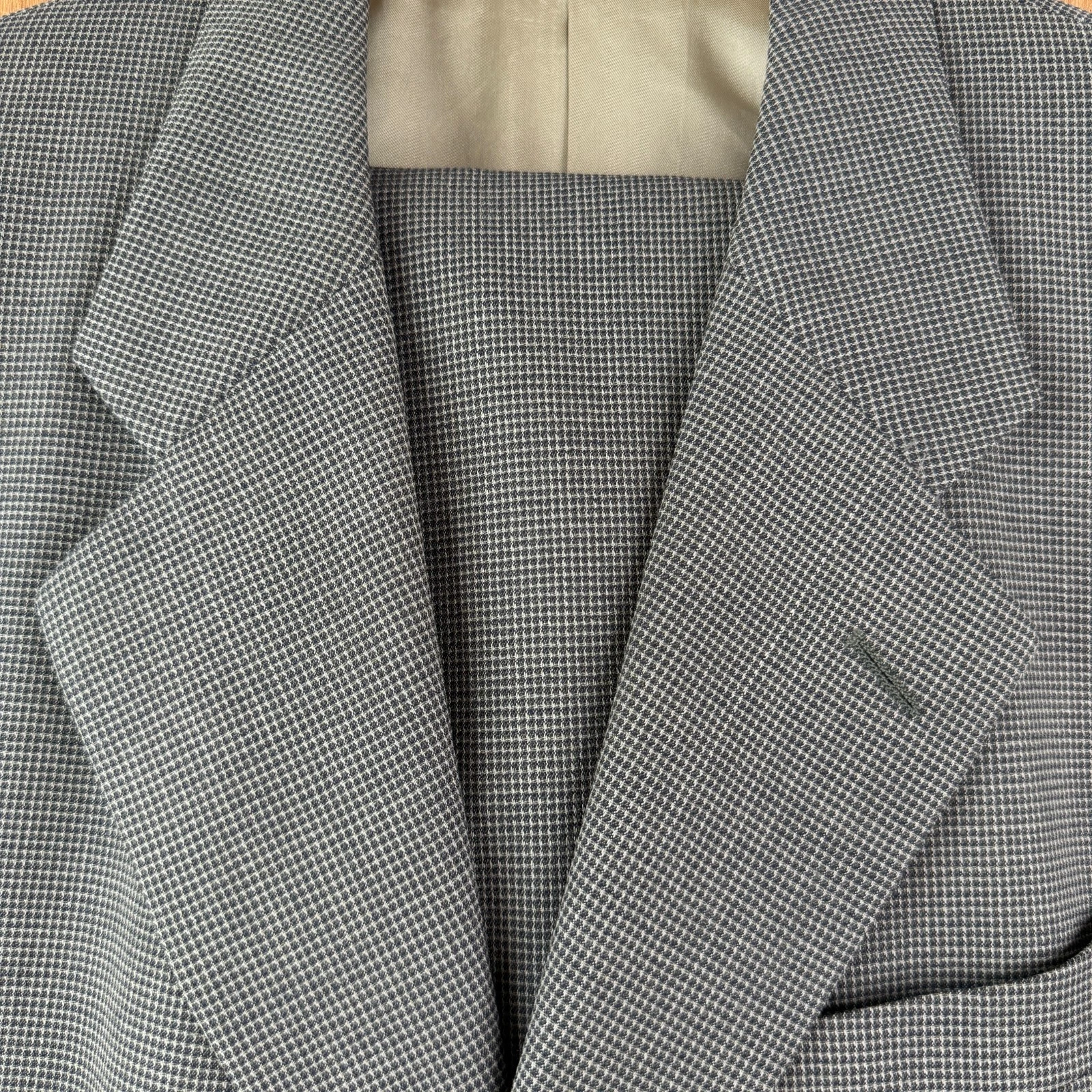 Bachrach Suit Mens 40R Green Taupe 3 Button 100% Wool Pants 32x28 Pleated Cuffed